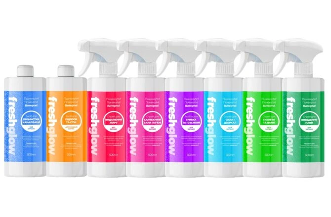 Засіб від вапняного нальоту для Ванни та Кухні FreshGlow: Українська професійна побутова хімія з українських компонентів